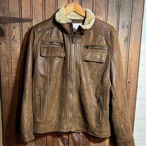 Calvin Klein Faux Suede Jacket with Cream Collar